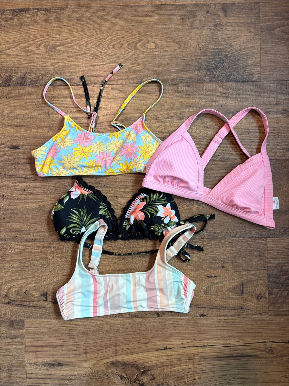 Xhilaration Pink Ribbed Triangle Bikini Top